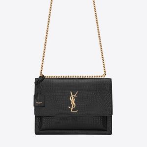 YSL Sunset medium in crocodile embossed leather